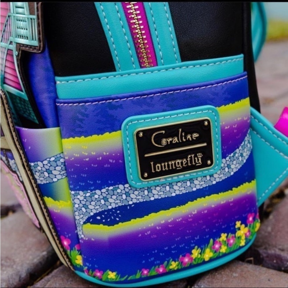 Loungefly Laika Coraline GITD Pink Palace House Mini Backpack and Wallet Set - Picture 7 of 16
